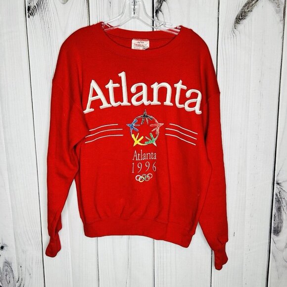 Healthknit 1996 Atlanta Olympics Printed Sweatshirt Made in USA Red Sz M (38-40) - Picture 1 of 7